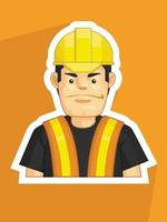 Profession Mascot Construction Worker Profile Avatar Cartoon Drawing vector