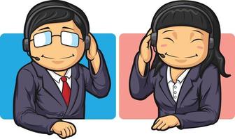 Call Center Operator Customer Service Worker Hotline Cartoon Vector