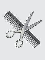 Barber Hair Cut Stylist Scissor Comb Cartoon Illustration Vector
