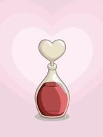 Pink Love Potion Fantasy Elixir Bottle Cartoon Illustration Drawing vector