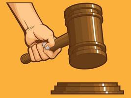 Hand Knocking Gavel Judge Hammer Judgment Symbol Cartoon Drawing vector