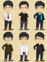 Cute Cartoon Young Man Customizable Mascot Character Illustration vector