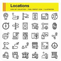 Location Outline icon set vector