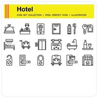 conjunto de iconos de esquema de servicio de hotel vector