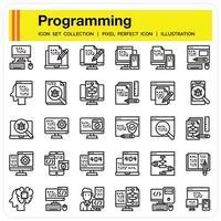 Programming Outline icon set vector