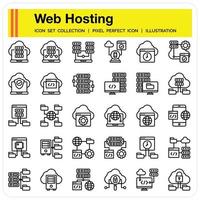 Web HOSTING outline icon set vector