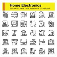 Home Electronics Outline icon set vector