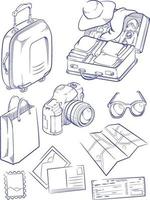 Sketch Vacation Travel Suitcase Holiday Doodle Outline Vector Drawing