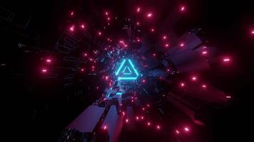 Dark Tunnel with Distorted Neon Lights 3D Illustration