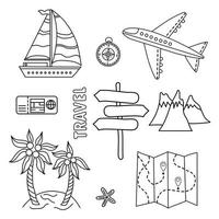 Doodle set of travel icons