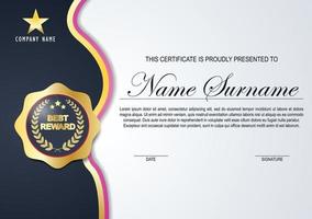 Modern certificate design template with gold colour and modern pattern vector