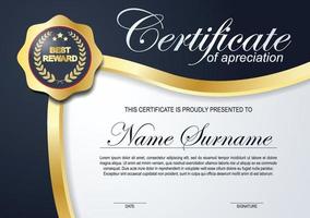 Modern certificate design template with gold colour and modern pattern vector