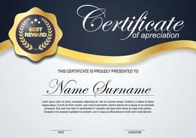 Modern certificate design template with gold colour and modern pattern vector