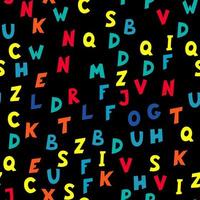 Seamless pattern of multicolored letters on black background vector