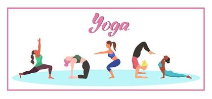 Young women doing yoga vector