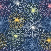 Seamless pattern with colorful fireworks on a dark background vector