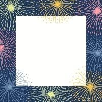 Frame with colorful fireworks on a dark background vector