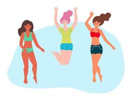 Young women on the beach vector