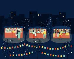 Merry winter market in the evening vector