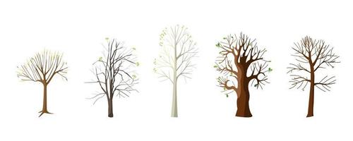 Flat collection with spring trees vector