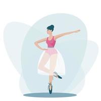 una bailarina está de pie en una hermosa pose sobre una pierna vector