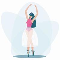 Beautiful ballerina dancing in a delicate dress and pointe shoes vector