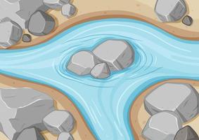 Aerial view of river close up with stone element vector