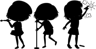 Set of kids silhouette cartoon character vector