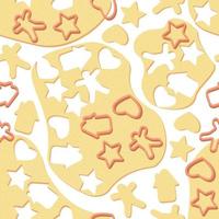 Seamless pattern dough with forms for cookies and gingerbread cookies vector