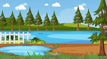 Empty nature park landscape scene with river vector