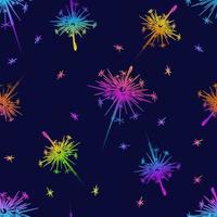 Seamless pattern sparklers in beautiful style on dark background vector