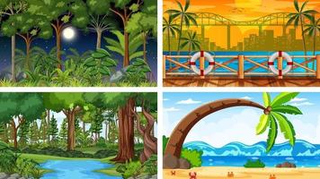 Four different nature horizontal scenes vector