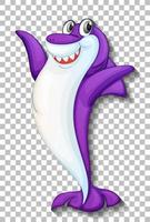 sonriente personaje de dibujos animados de tiburón lindo aislado vector