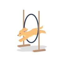 Golden spaniel jumping through hoop flat color vector detailed character