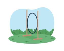 Hoop for pet training 2D vector web banner, poster