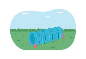 Pipe for pet training 2D vector web banner, poster