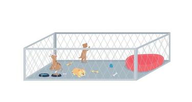Puppy litter flat color vector detailed character