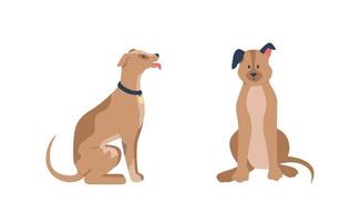 perros felices sentados vector de color plano conjunto de caracteres detallados