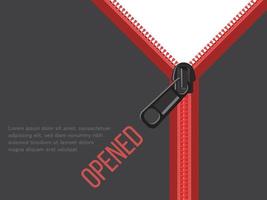 Zipper opened template design vector