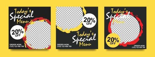 Social media banner for food business. Food social media template for restaurant business. Modern social template post banner. Food discount post template. vector