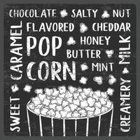 Flavored popcorn typography chalkboard style poster signage vector