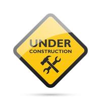 Under construction sign isolated on white background, vector illustration