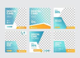 plantilla de publicación de redes sociales de dentista y atención dental vector