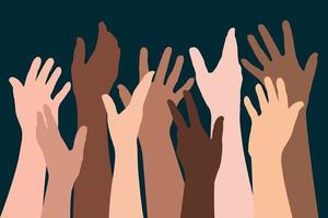 Raised Hands of Different Ethnicities Symbol of Brotherhood vector