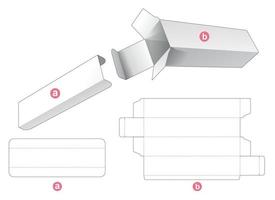 Tall packaging box with partition insert die cut template vector