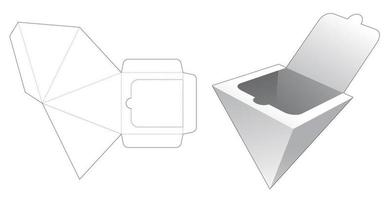 caja piramidal con plantilla troquelada con cremallera inferior vector