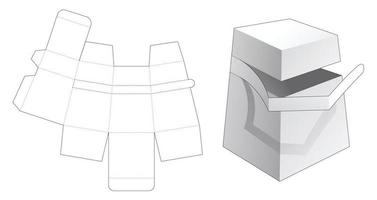 Cardboard obelisk box with zipping die cut template vector