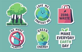 Fun Earth Day Awareness Sticker Collection vector