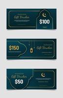 Elegant Ramadan Gift Voucher Set vector