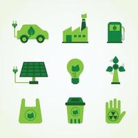 conjunto de icono de tecnología verde vector